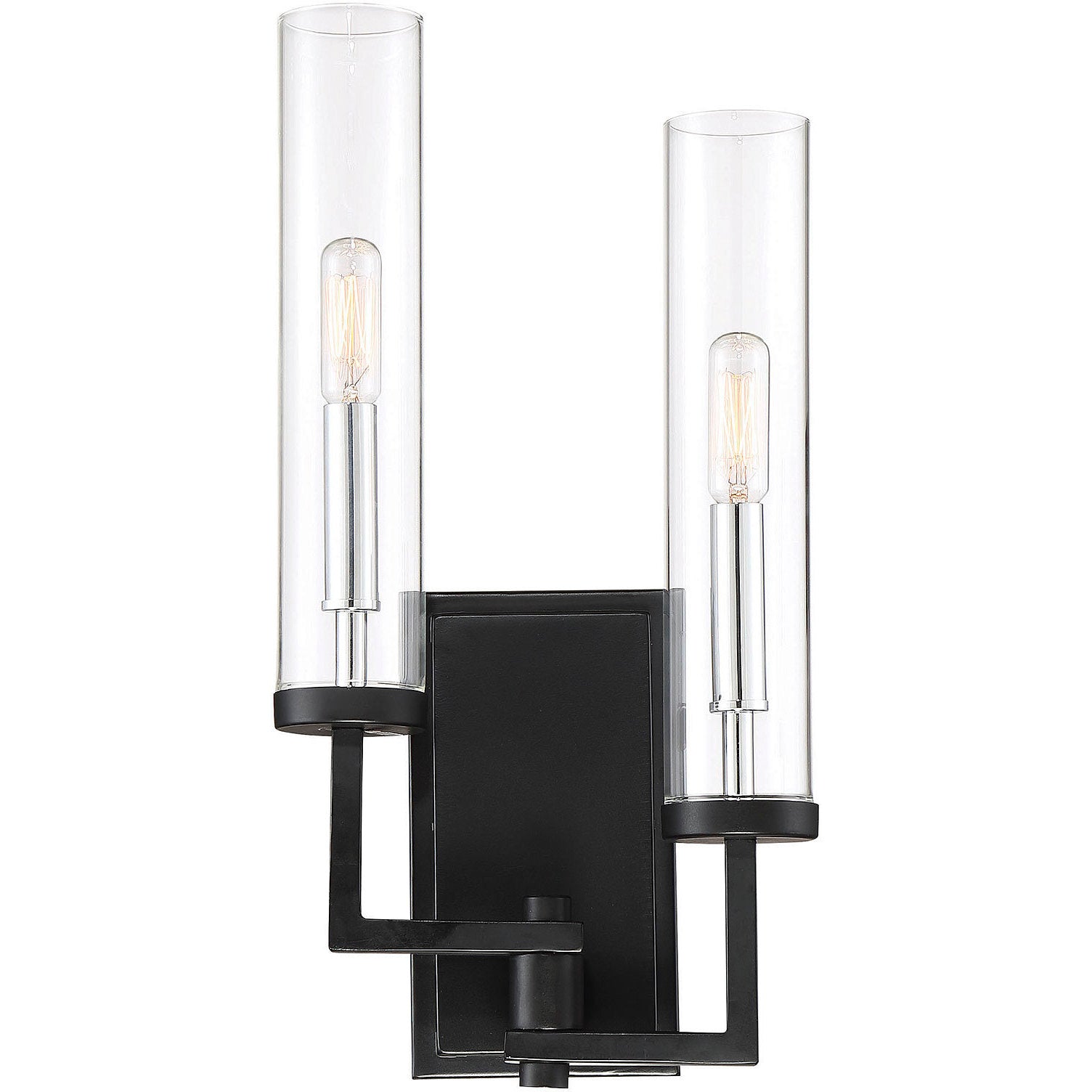 Folsom 2-Light Adjustable Wall Sconce in Matte Black with Polished Chrome Accents