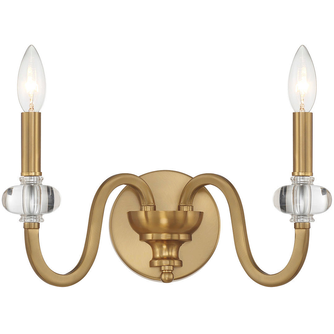 Bergdorf 2-Light Wall Sconce in Warm Brass