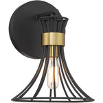 Breur 1-Light Wall Sconce in Matte Black with Warm Brass Accents