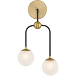 Couplet 2-Light Wall Sconce in Matte Black with Warm Brass Accents