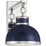 Corning 1-Light Wall Sconce in Matte Black with Polished Nickel Accents
