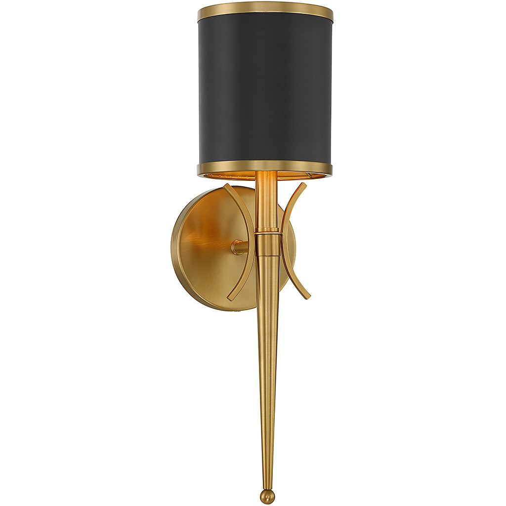 Quincy 1-Light Wall Sconce in Matte Black with Warm Brass Accents