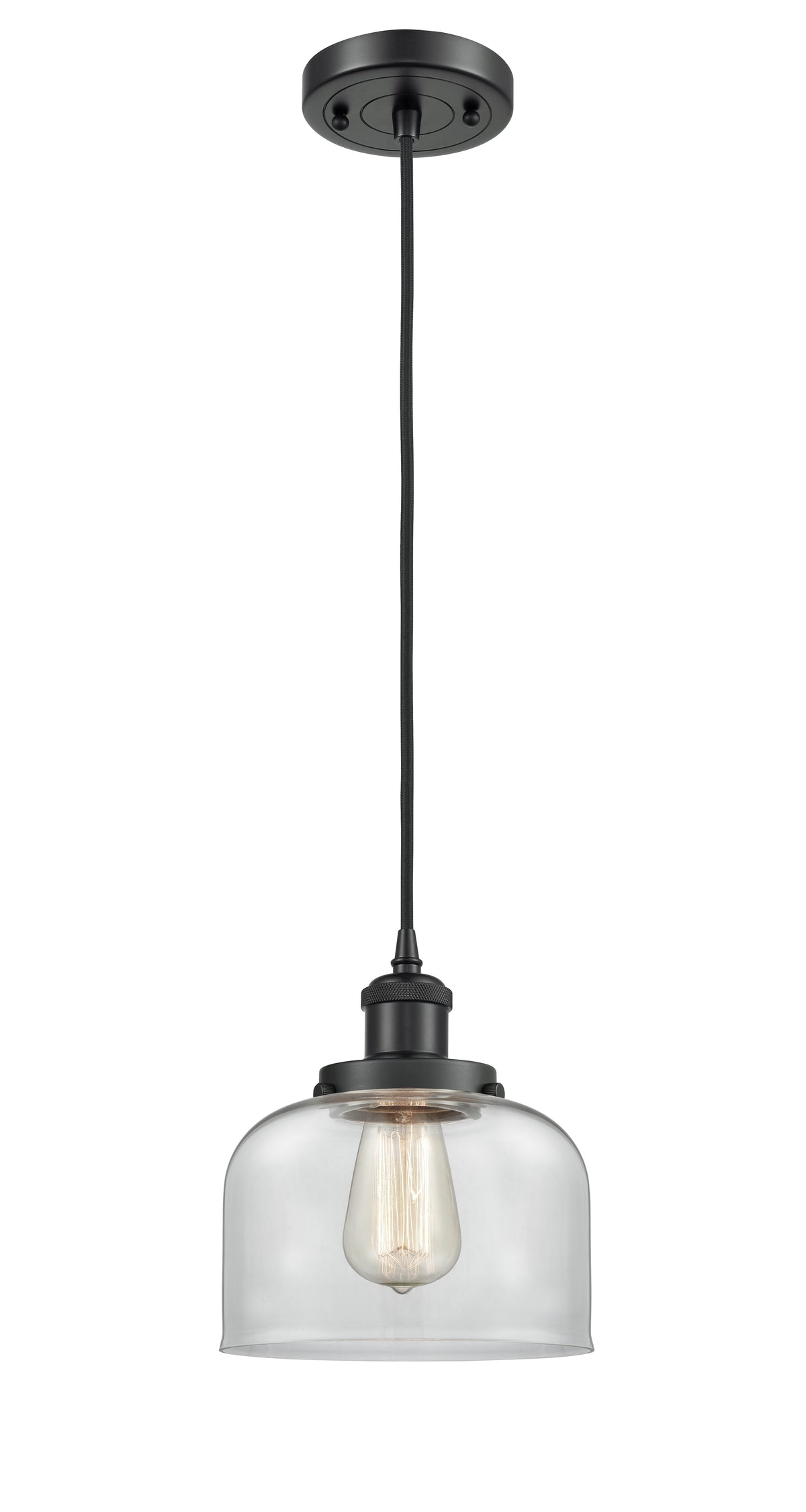 Bell - 1 Light - 8 inch - Matte Black - Cord hung - Mini Pendant