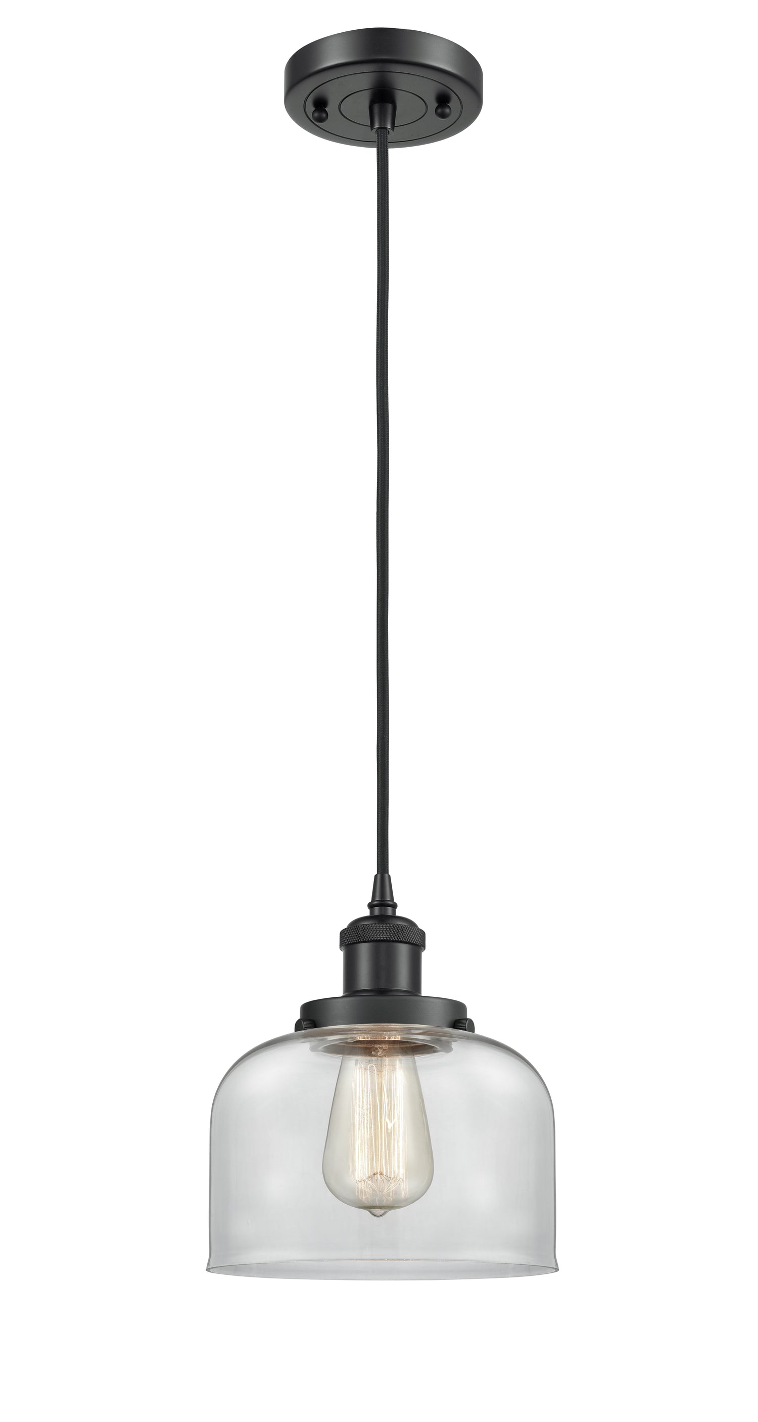 Bell - 1 Light - 8 inch - Matte Black - Cord hung - Mini Pendant