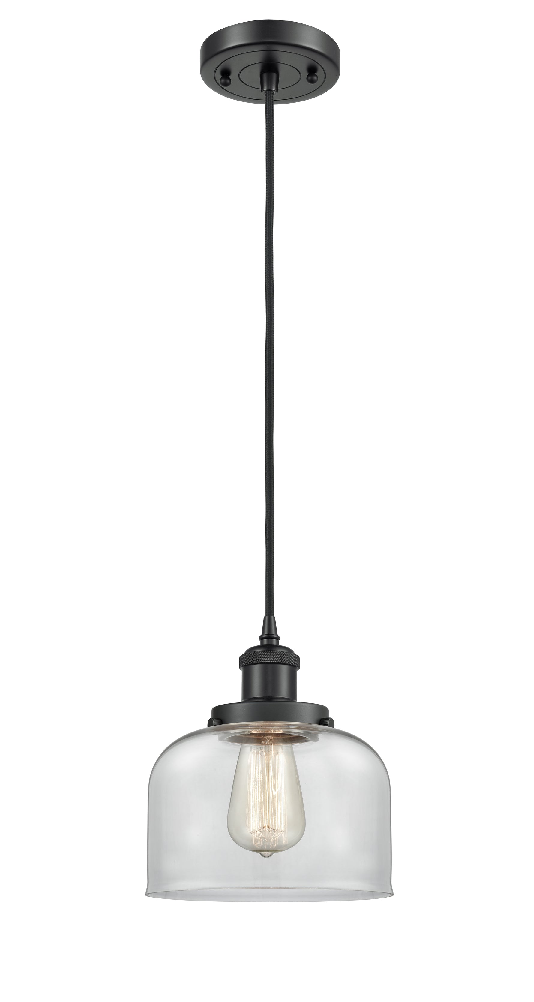 Bell - 1 Light - 8 inch - Matte Black - Cord hung - Mini Pendant