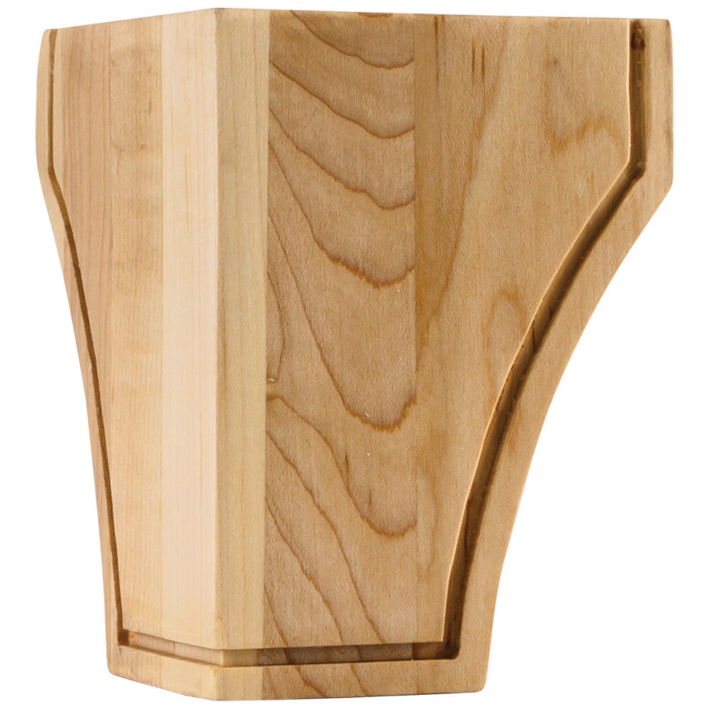 3-1/2" W x 3-1/2" D x 4-1/2" H Maple Triangular Mission Bun Foot