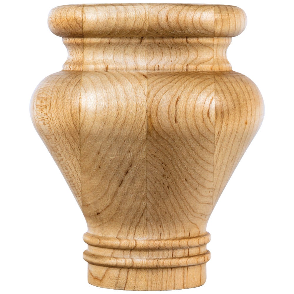 3-1/2" W x 3-1/2" D x 4" H Maple Turned Bun Foot