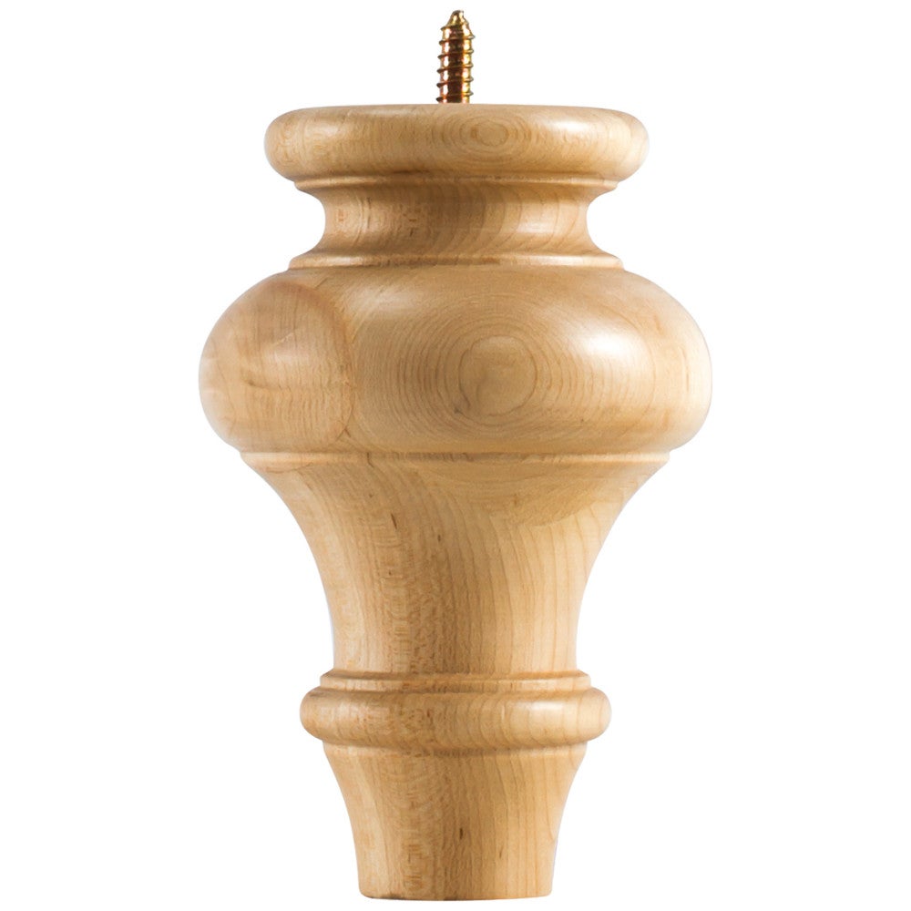 4" W x 4" D x 6" H Alder Turned Transitional Bun Foot