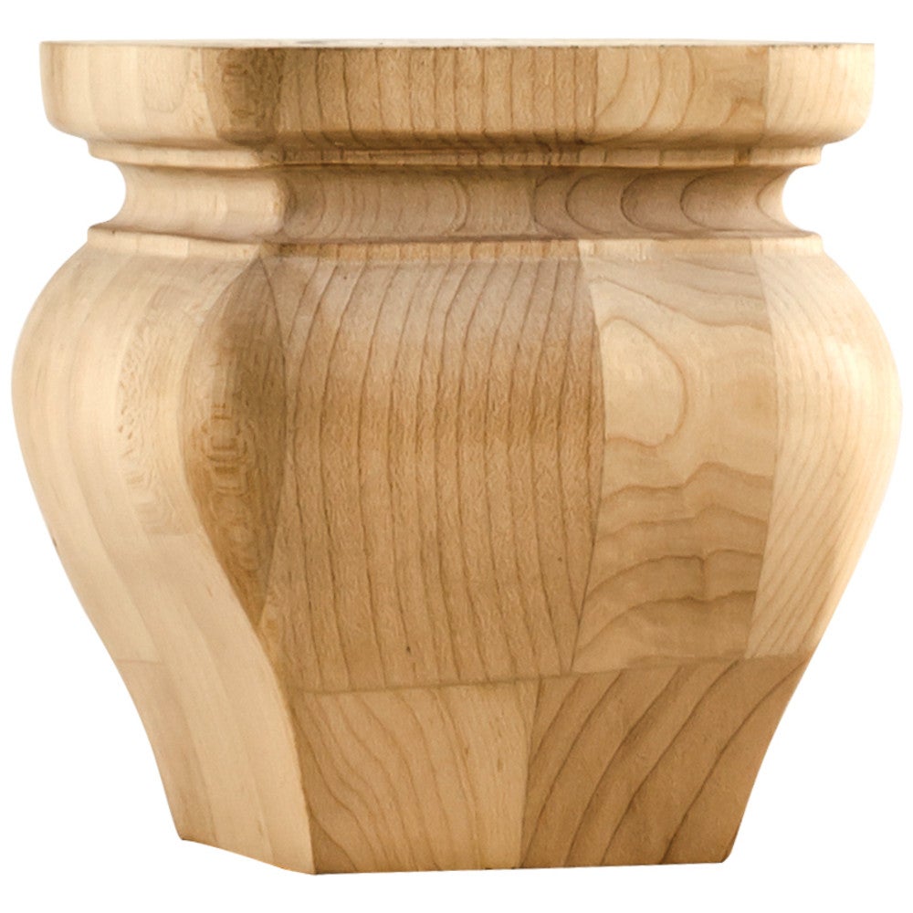 4-1/4" W x 4-1/4" D x 4-1/4" H Alder Square Turned Bun Foot