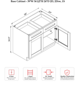 Rose Hill Signature Shaker — Pecan — Base Cabinet B39 - Specification Drawing