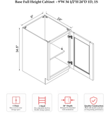 Rose Hill Studio Slim — Linen — Base Full Height Cabinet B09FH - Specification Drawing