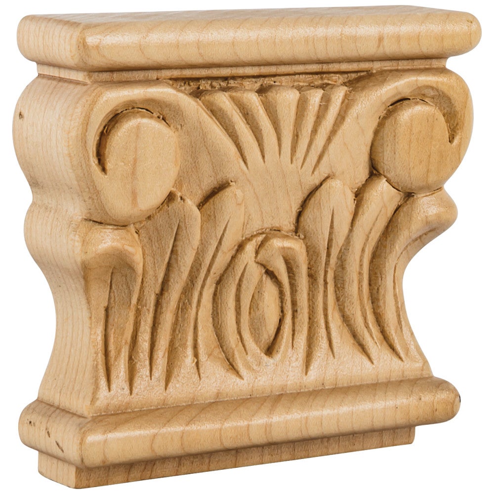 3-7/8" W x 1" D x 3-1/2" H Maple Acanthus Capital