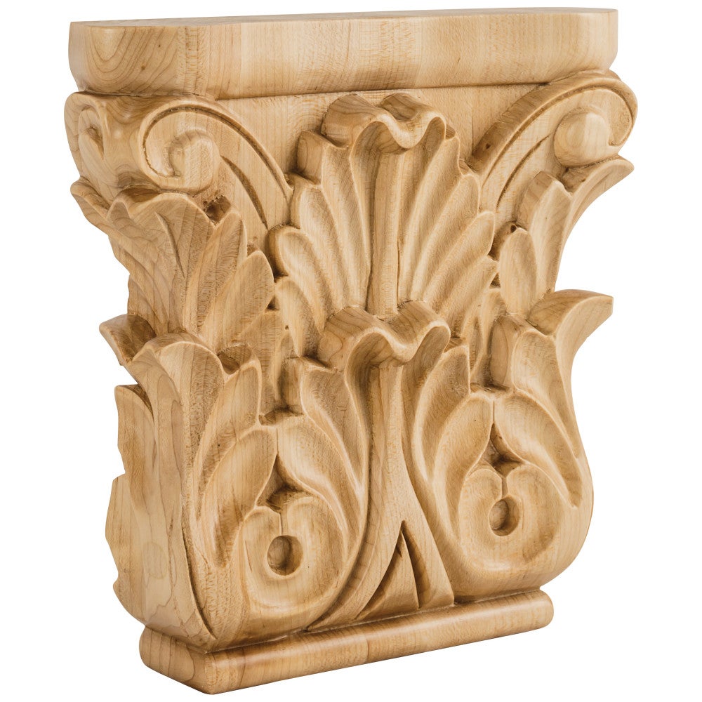 8" W x 1-3/4" D x 8" H Cherry Acanthus Capital