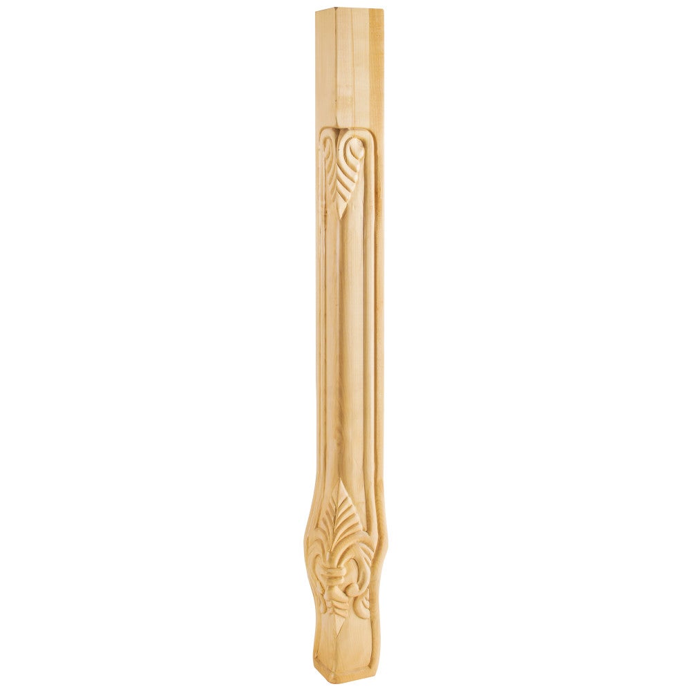 2-3/4" W x 2-3/4" D x 35-1/4" H Alder Acanthus Corner Leg