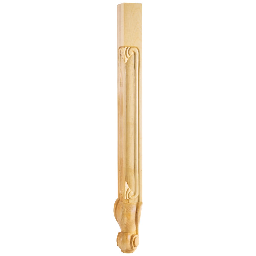 2-3/4" W x 2-3/4" D x 35-1/4" H Maple French Cut Corner Leg