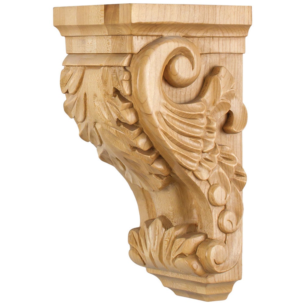 4-1/2" W x 5" D x 10" H Alder Acanthus Corbel