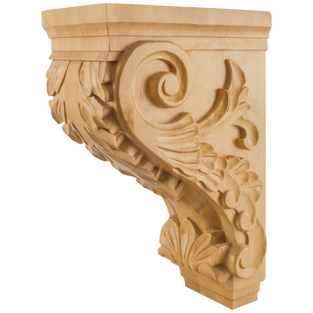 9-1/2" W x 16" D x 24" H White Birch Acanthus Corbel