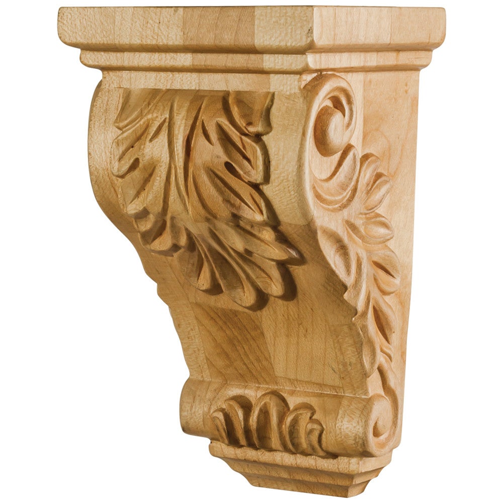 3" W x 2-1/2" D x 5" H Hard Maple Acanthus Corbel