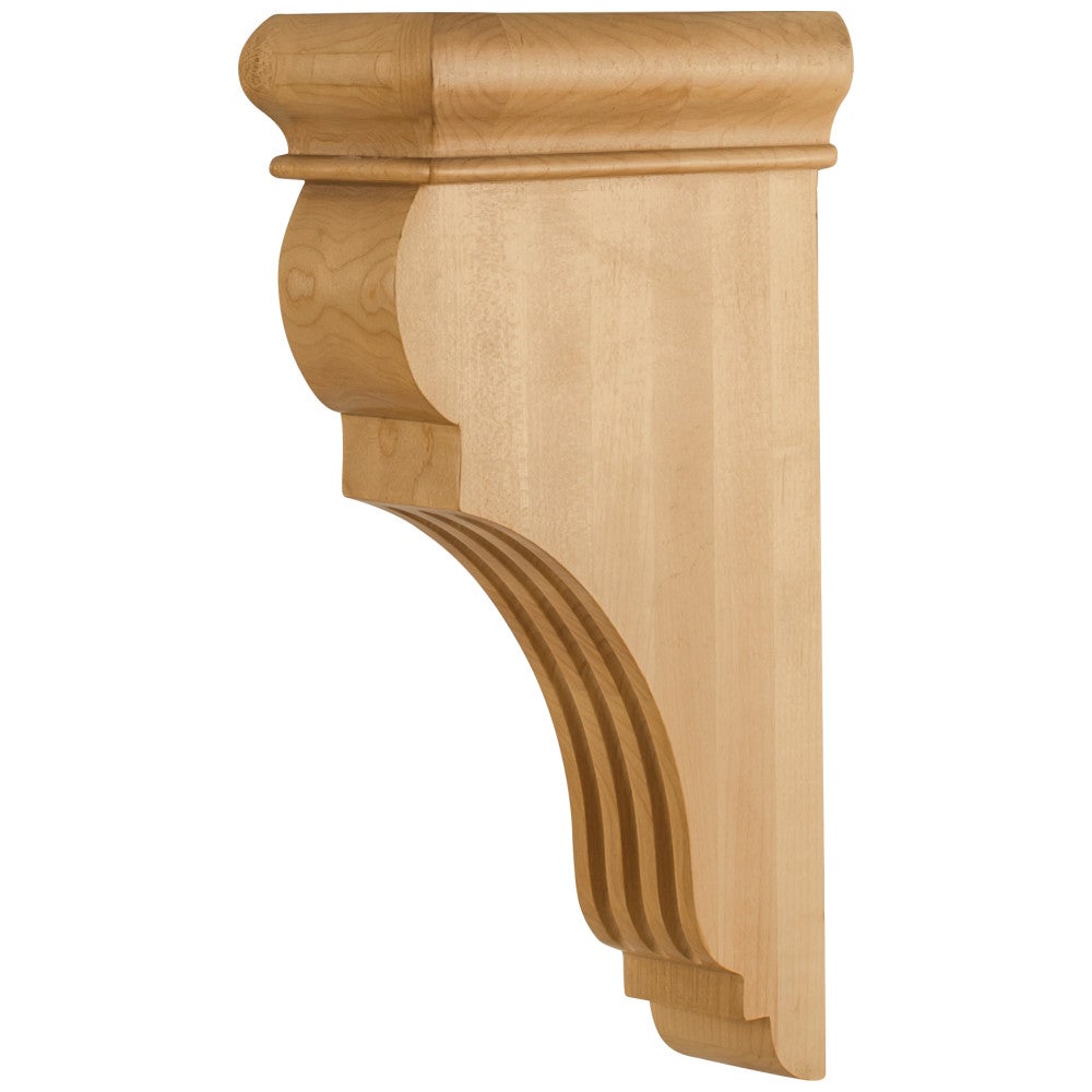 3" W x 6-1/2" D x 12" H Rubberwood Fluted Corbel