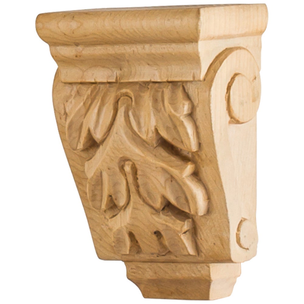 3" W x 1-3/4" D x 4-1/4" H Maple Mini Acanthus Corbel