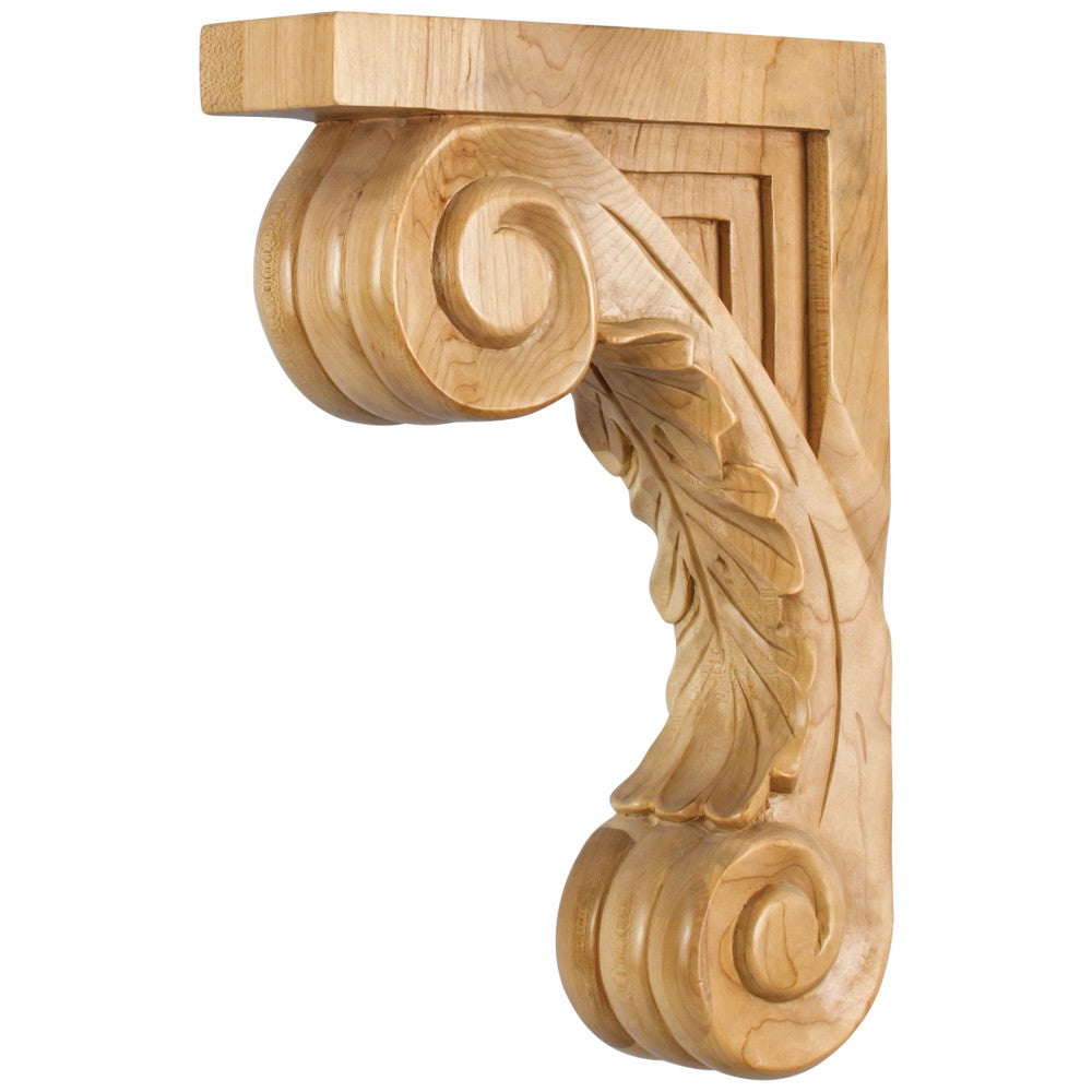 2-5/8" W x 9" D x 13-1/8" H Cherry Scrolled Acanthus Corbel