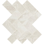 Daltile Archaia Relic White 2″×4″ herringbone ceramic mosaic