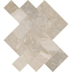 Daltile Archaia Artifact Beige 2″×4″ herringbone ceramic mosaic