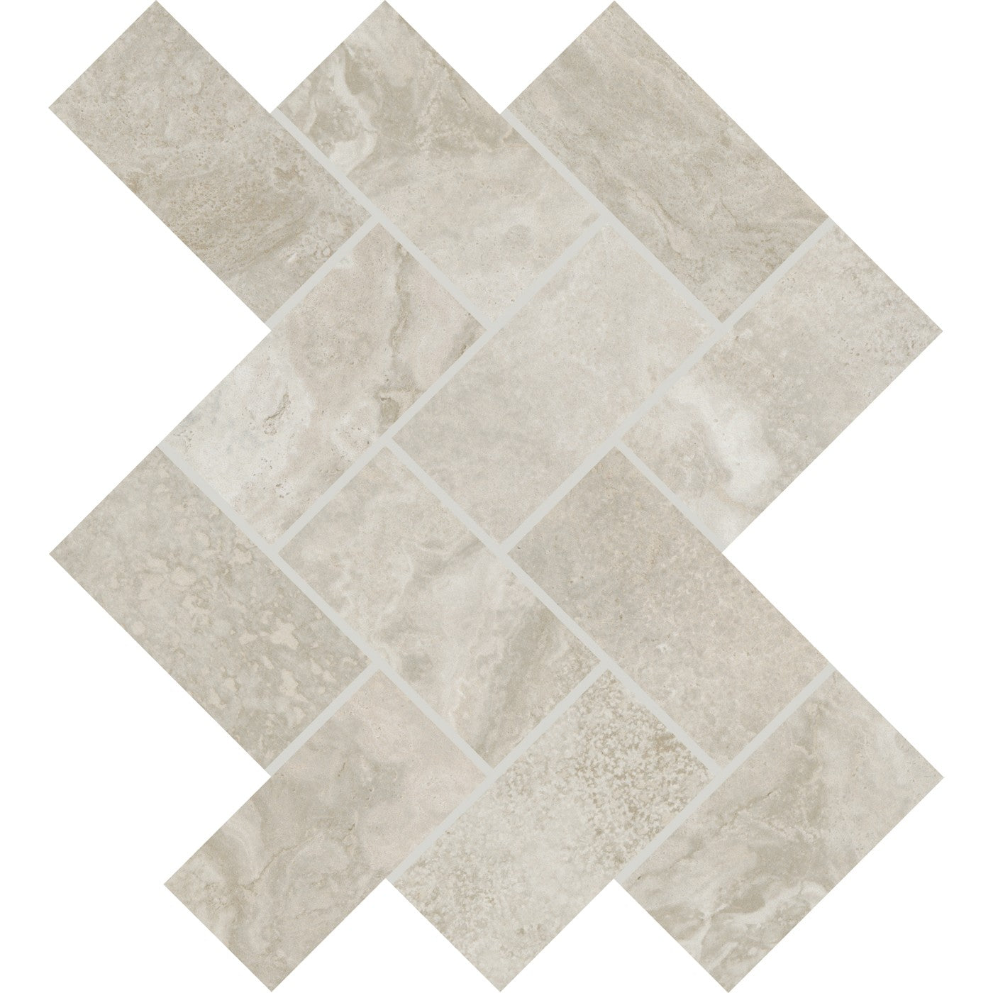 Daltile Archaia Province Grey 2″×4″ herringbone ceramic mosaic