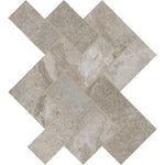 Daltile Archaia Atlas Grey 2″×4″ herringbone ceramic mosaic