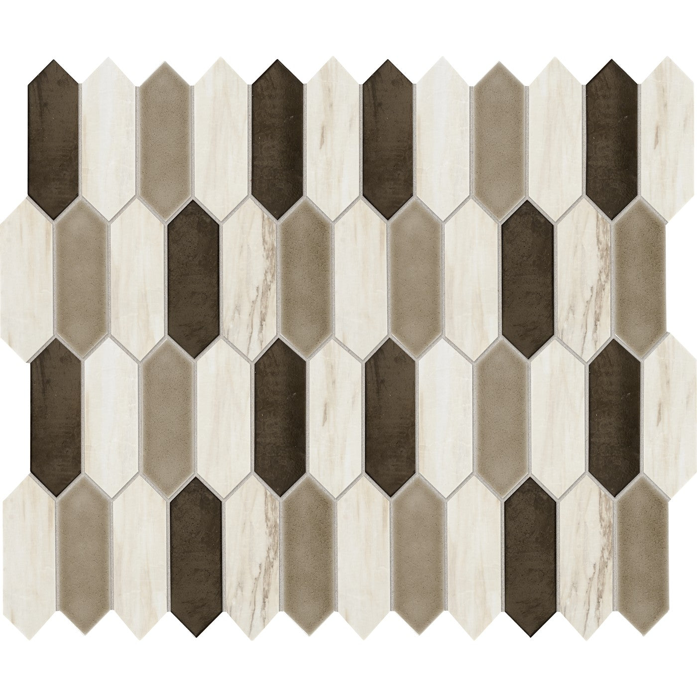 Daltile Fonte Pier White Blend 2x6 picket mosaic