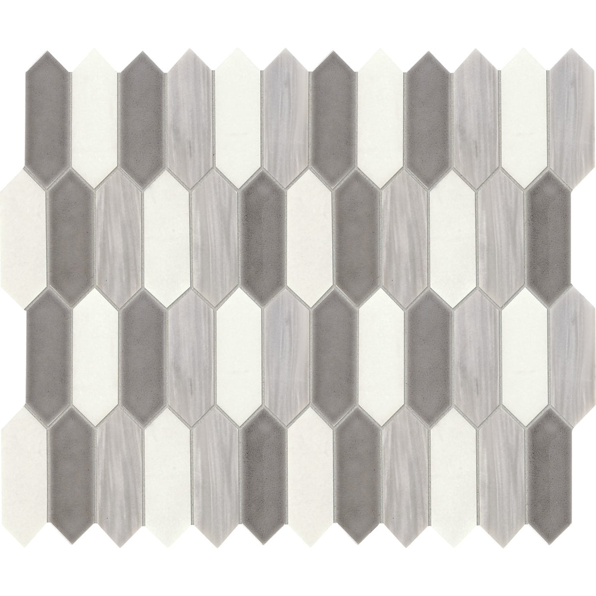 Daltile Fonte Nautical Grey Blend 2x6 picket mosaic