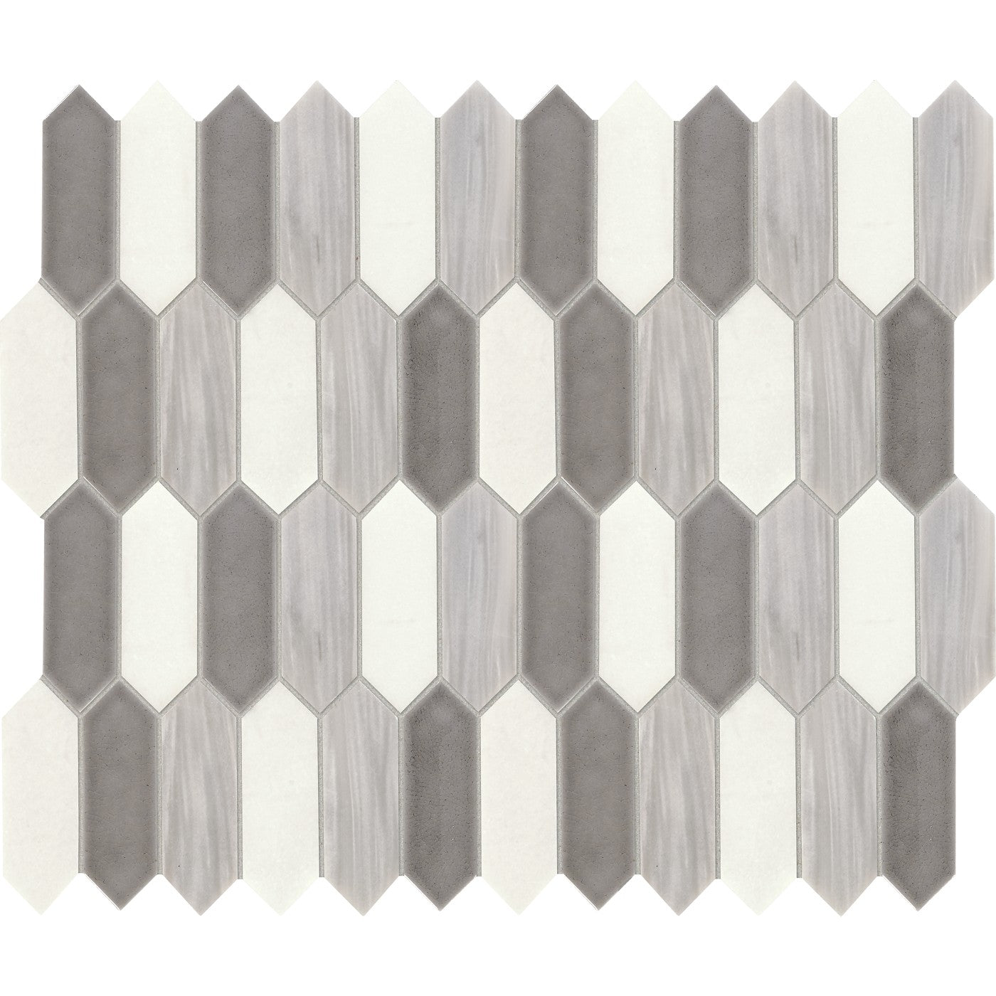 Daltile Fonte Nautical Grey Blend 2x6 picket mosaic