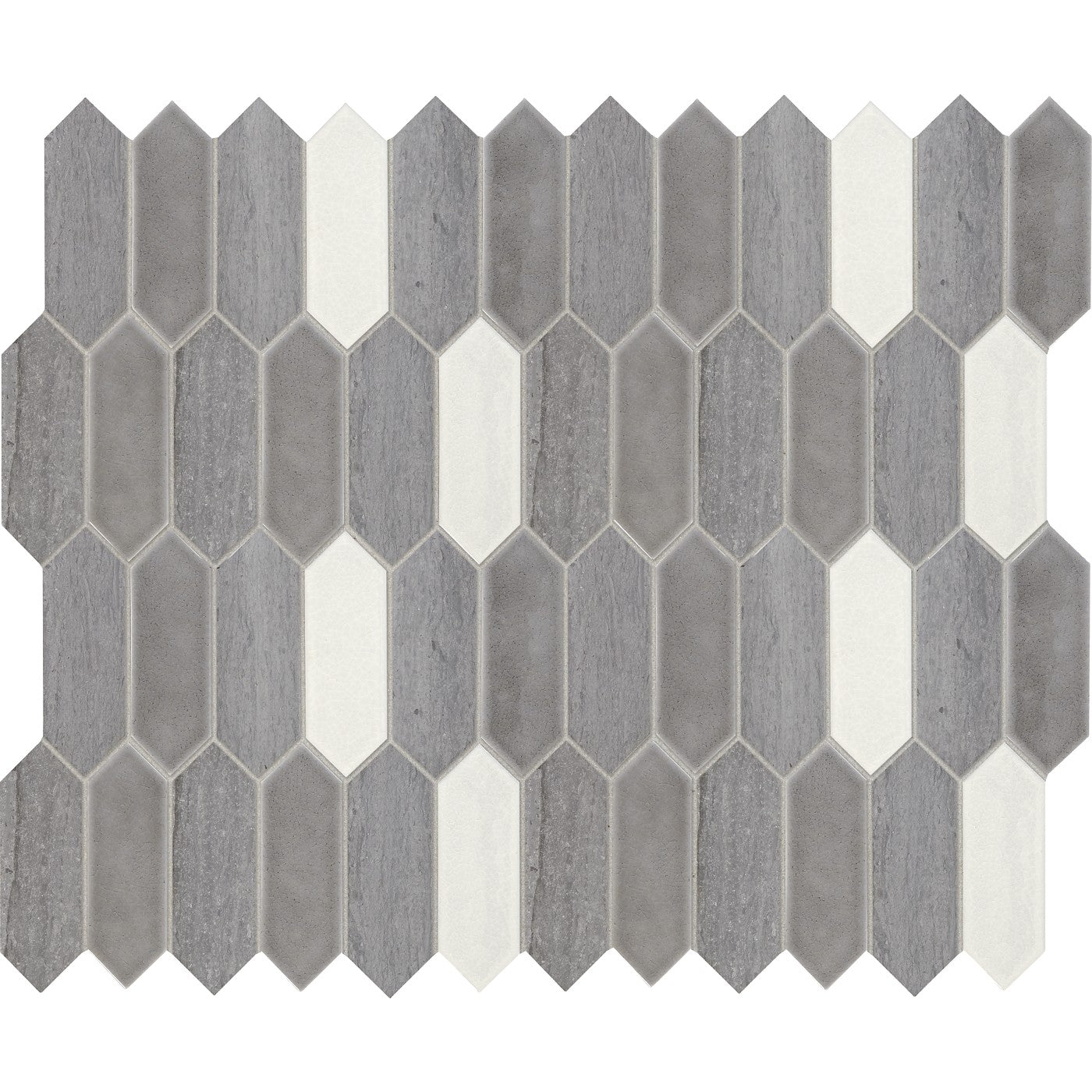 Daltile Fonte Heather Harbor Blend 2x6 picket mosaic