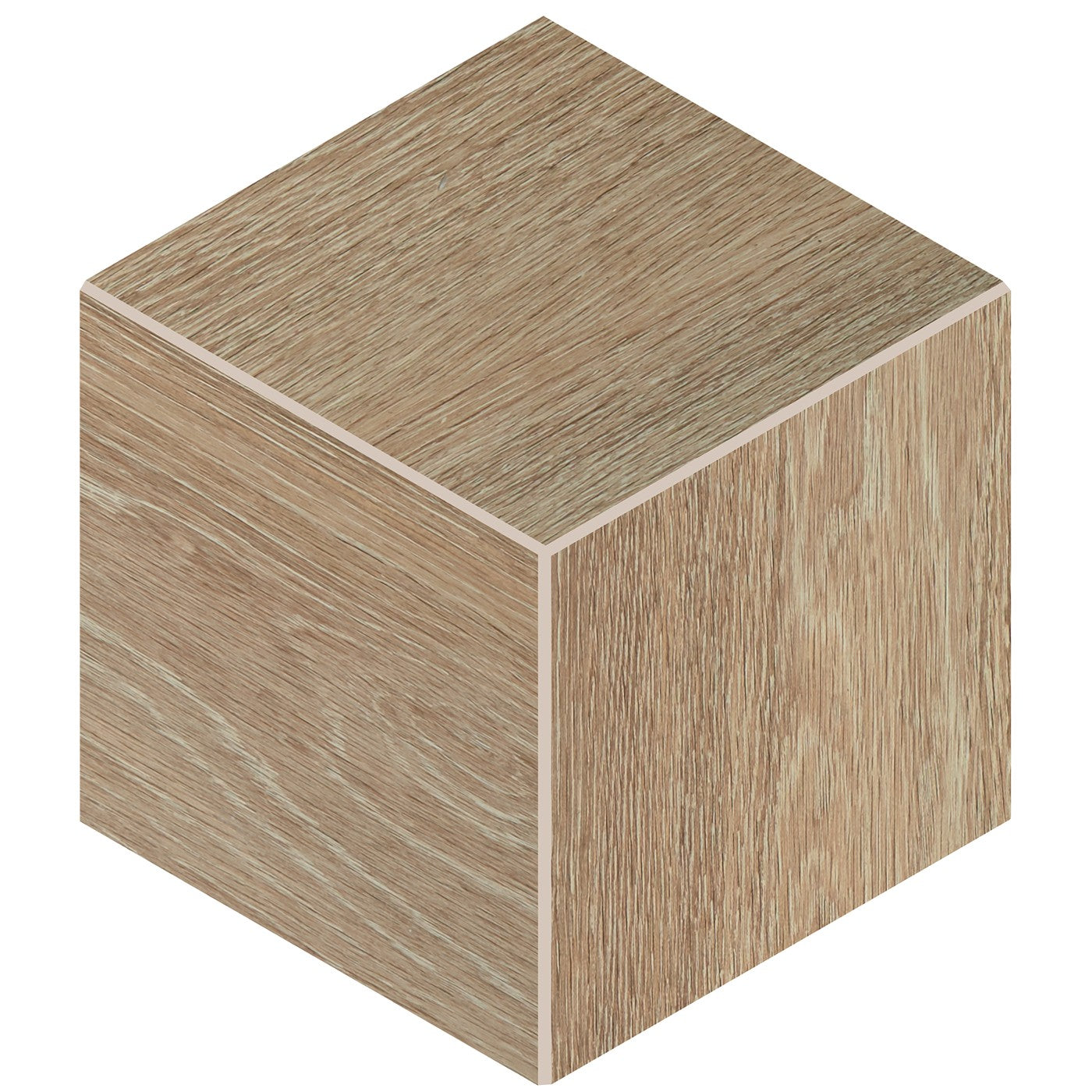 Daltile Emerson Wood Butter Pecan 3D Cube wood-look porcelain mosaic
