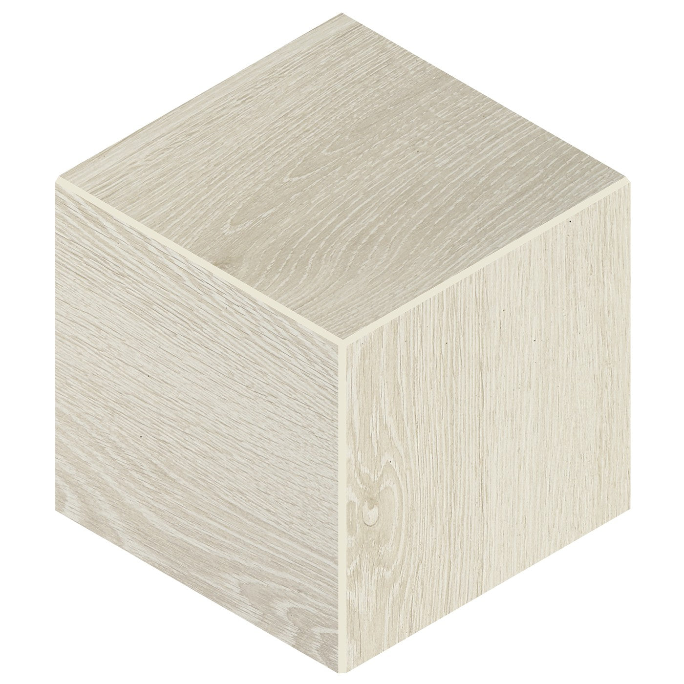 Daltile Emerson Wood Ash White 3D Cube wood-look porcelain mosaic