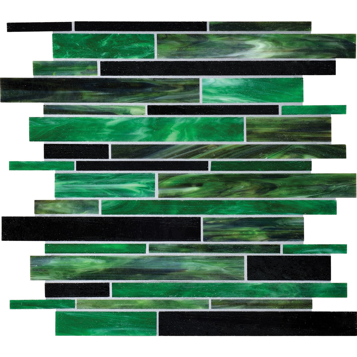 Daltile Serenade Emerald City random linear glass mosaic