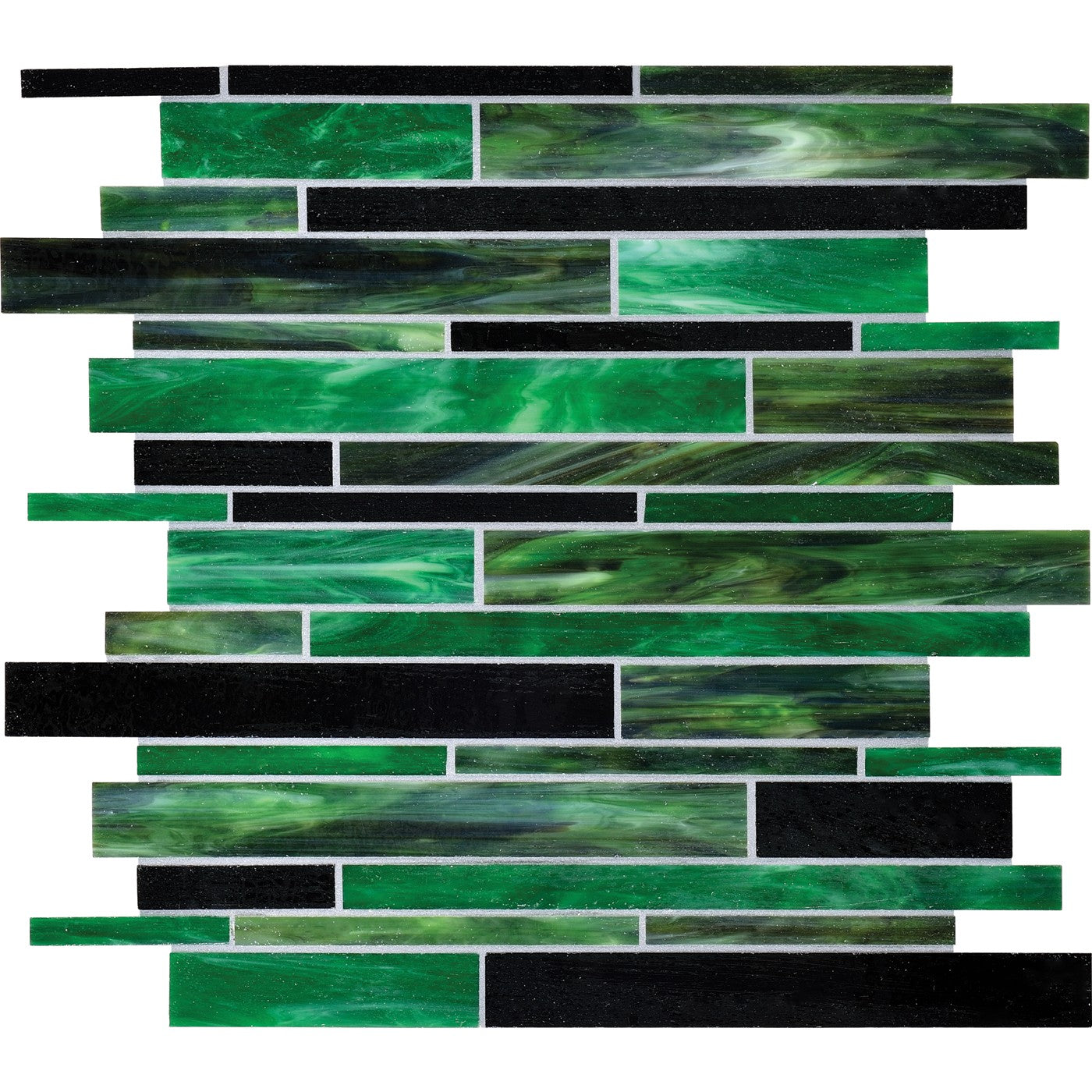 Daltile Serenade Emerald City random linear glass mosaic