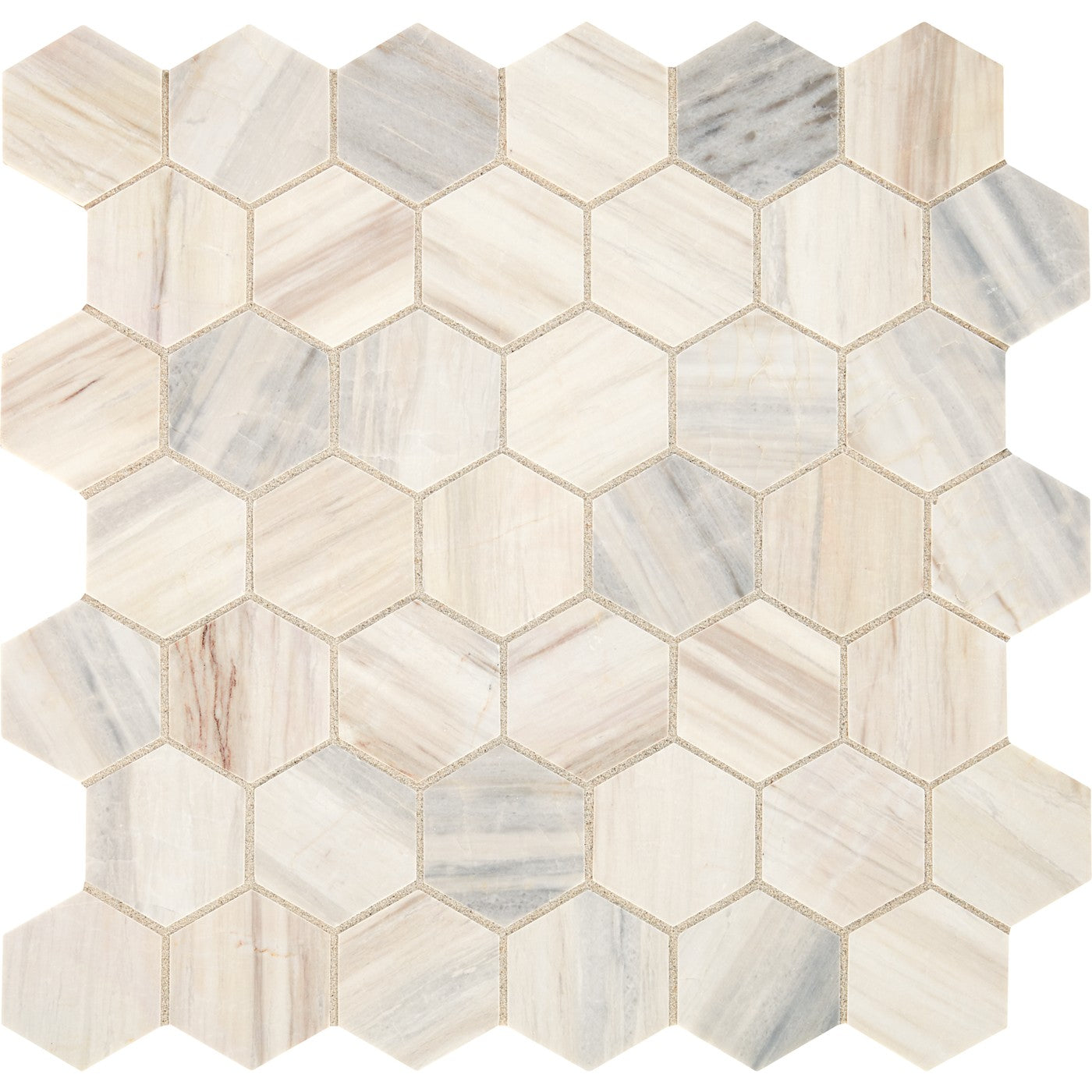 Daltile Fonte Pier White hexagon mosaic