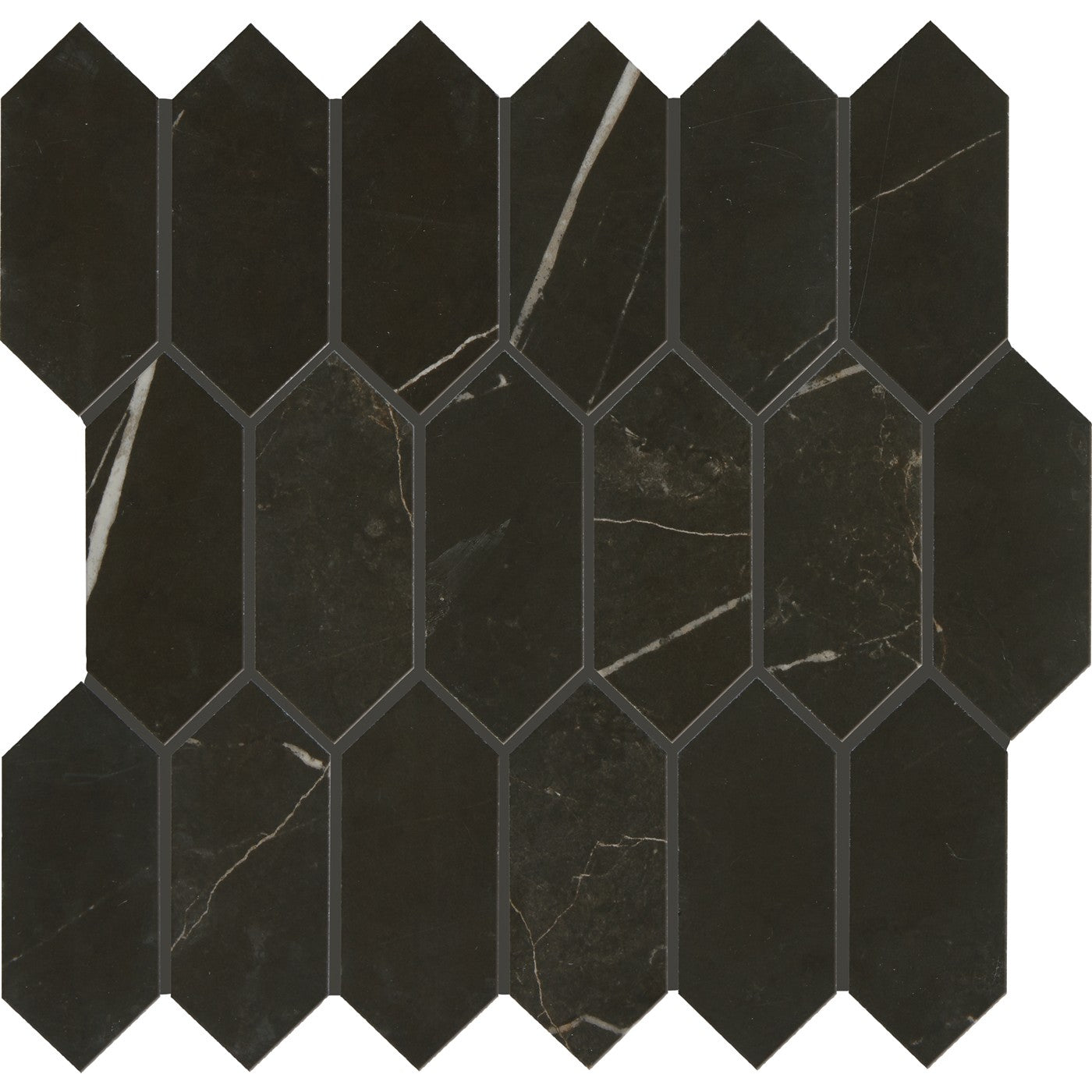Marble Attaché Nero 2x5 linear hexagon mosaic