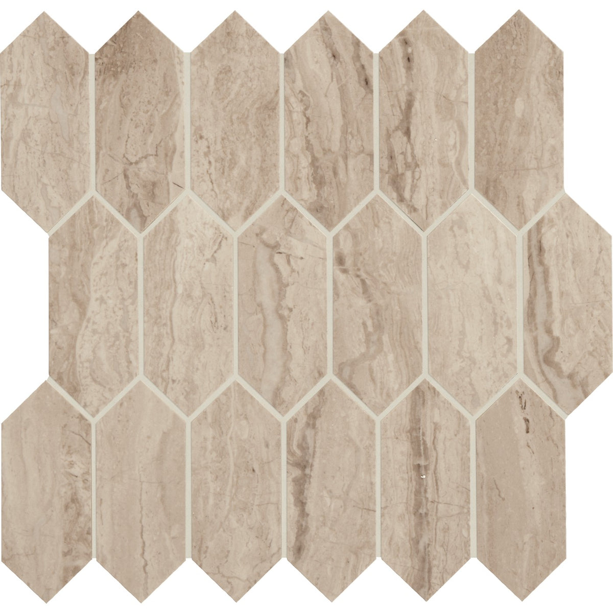 Marble Attaché Travertine 2x5 linear hexagon mosaic