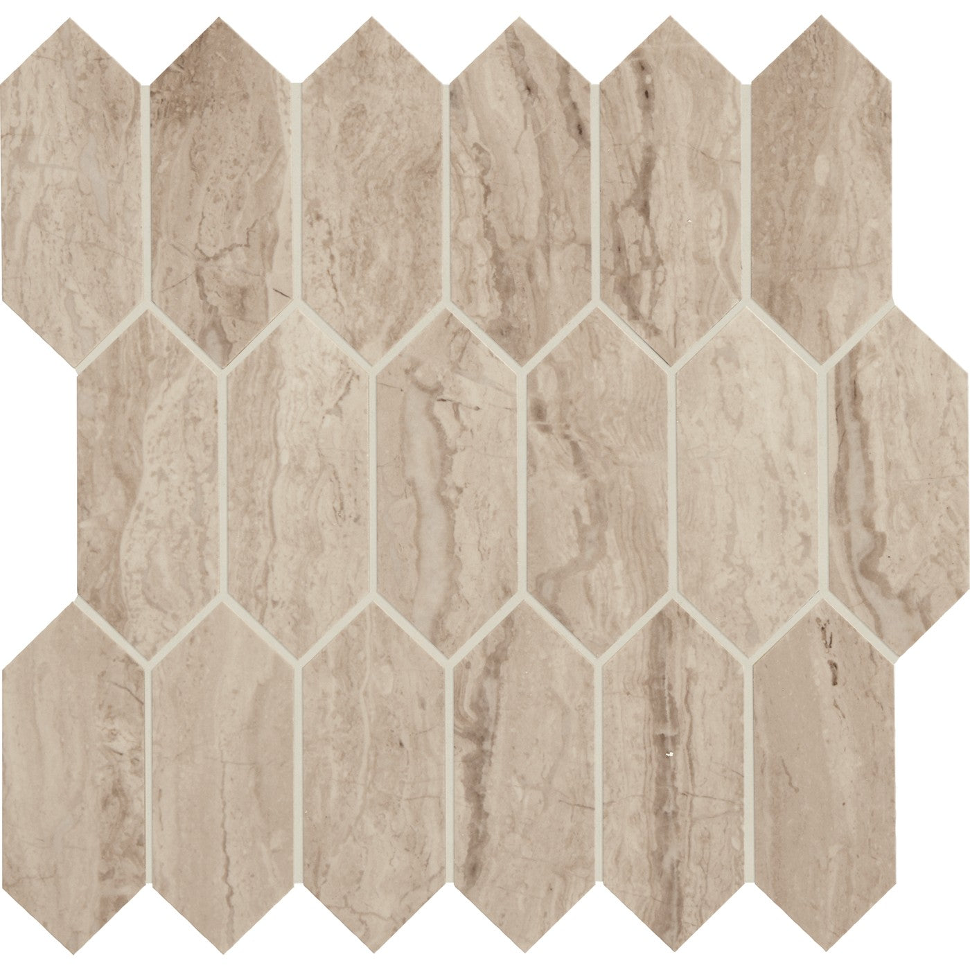 Marble Attaché Travertine 2x5 linear hexagon mosaic