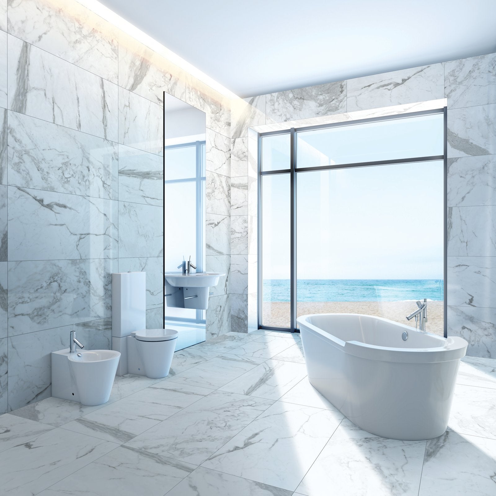 Daltile Marble Attaché Calacatta — room scene