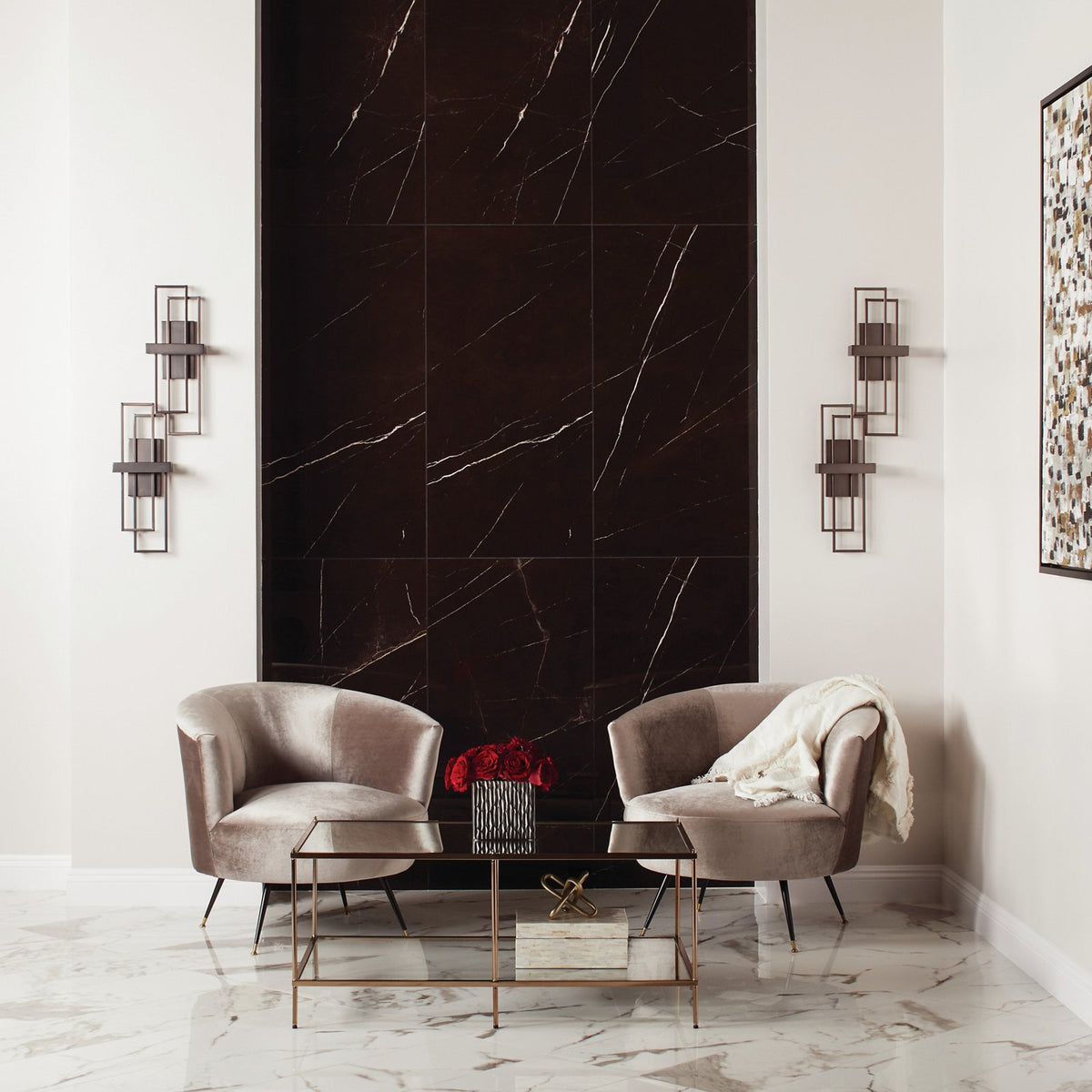 Daltile Marble Attaché Nero — room scene