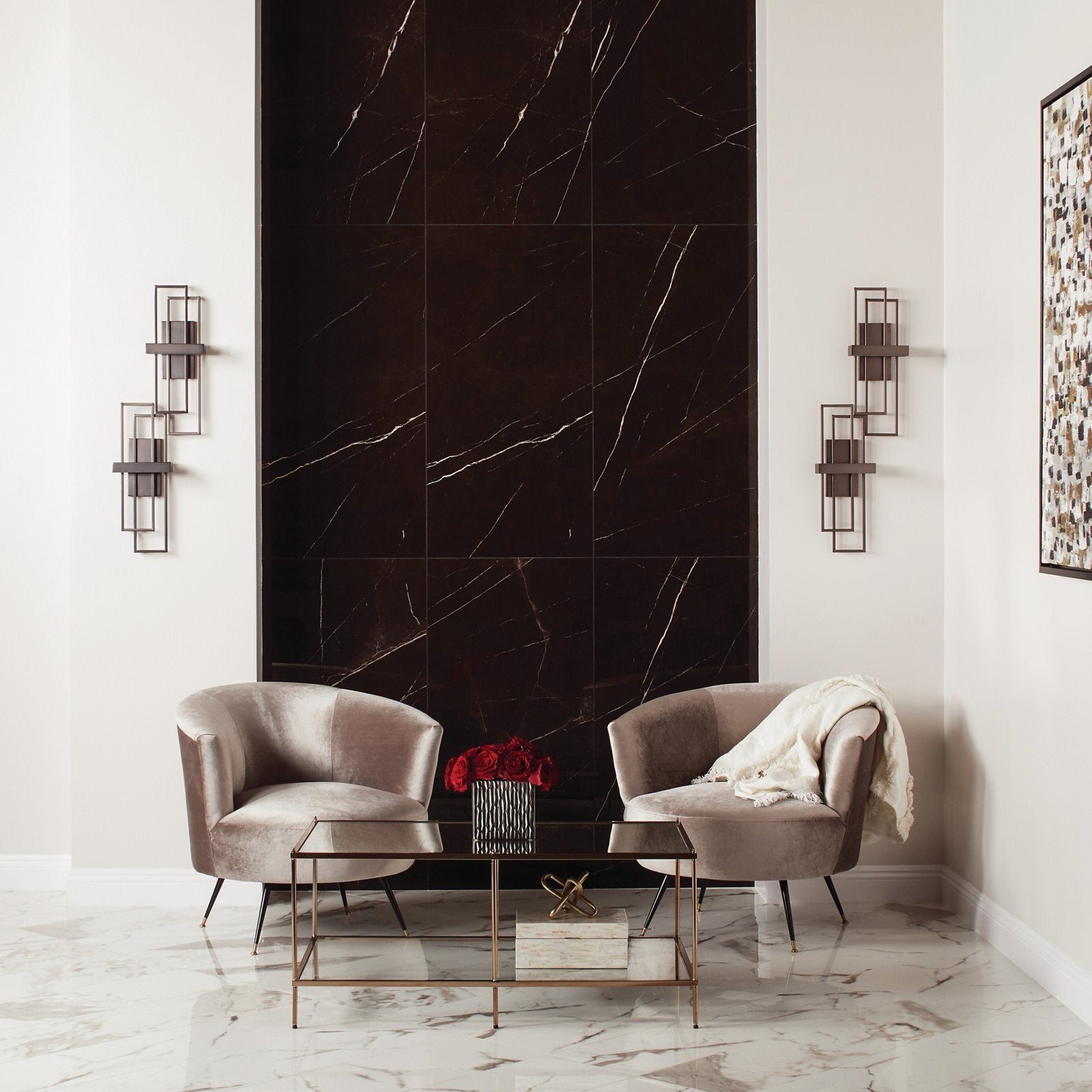 Daltile Marble Attaché Nero — room scene