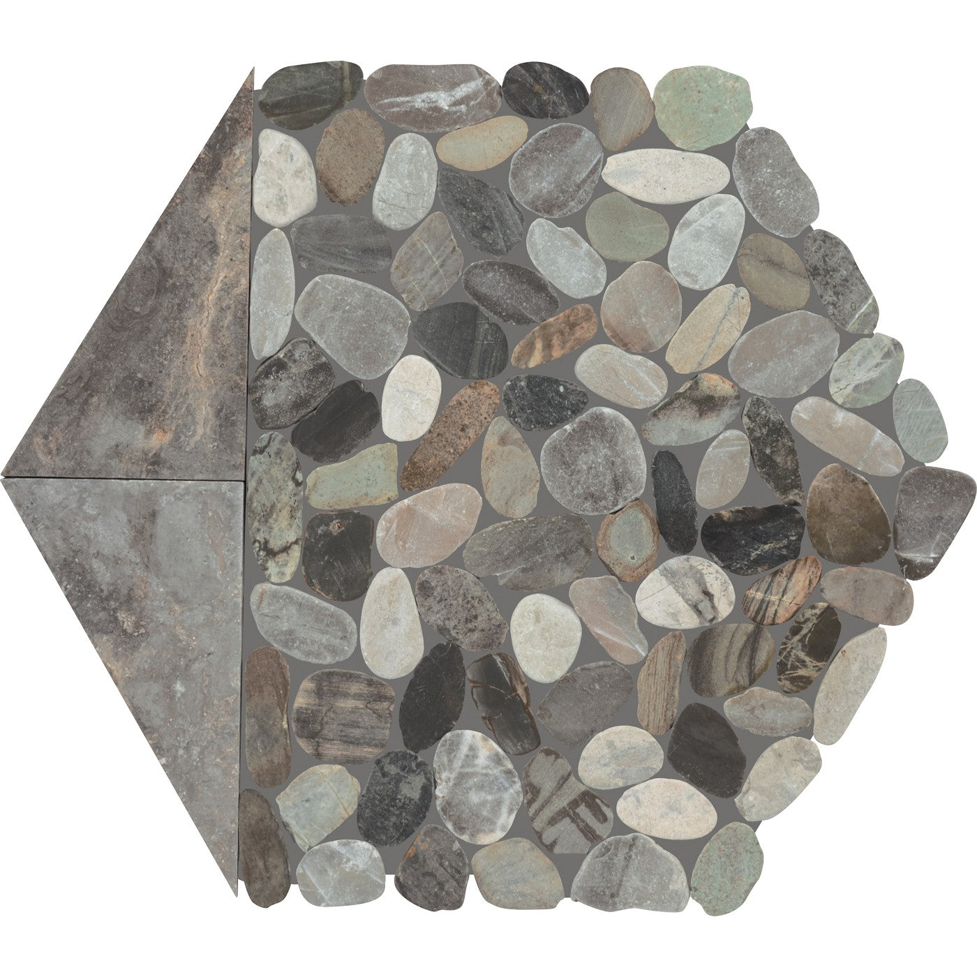 Daltile Pebble Oasis Coastal (PB26) natural stone pebble mosaic