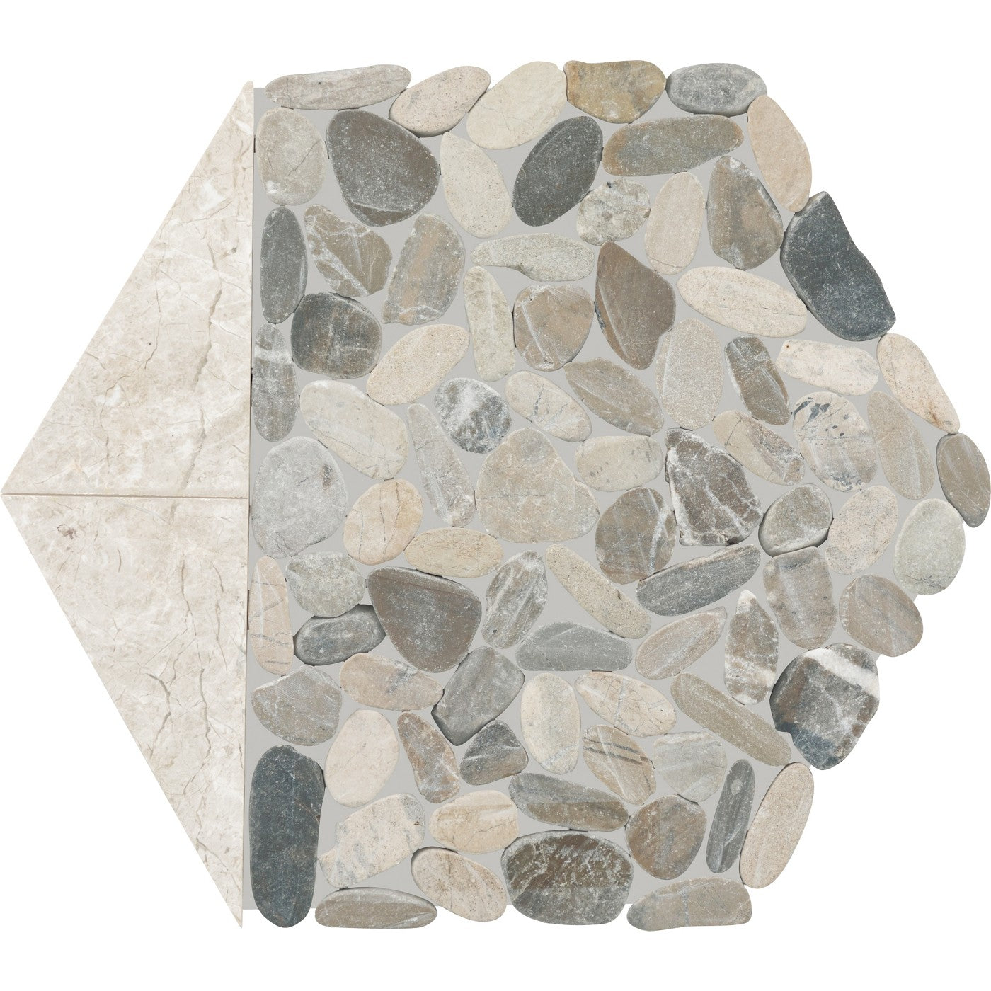Daltile Pebble Oasis Coal (PB27) natural stone pebble mosaic