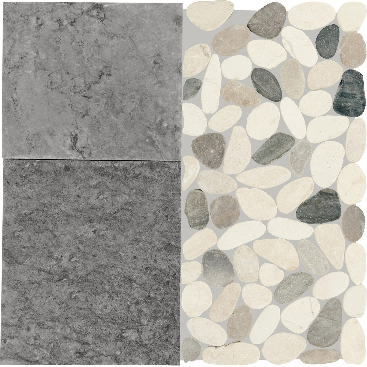 Daltile Pebble Oasis Coal (PB37) natural stone pebble mosaic