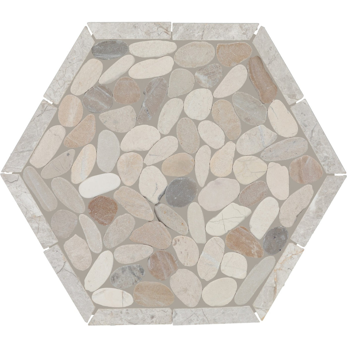 Daltile Pebble Oasis Seashell (PB44) natural stone pebble mosaic