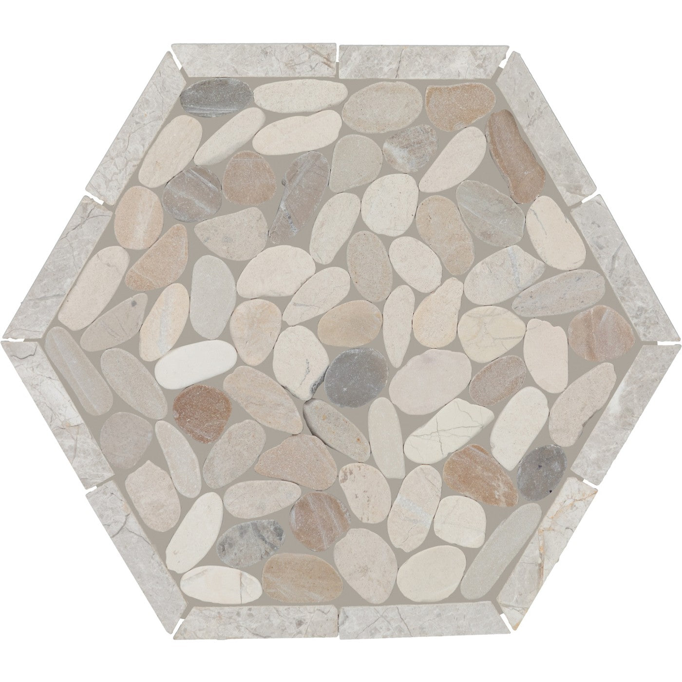 Daltile Pebble Oasis Seashell (PB44) natural stone pebble mosaic