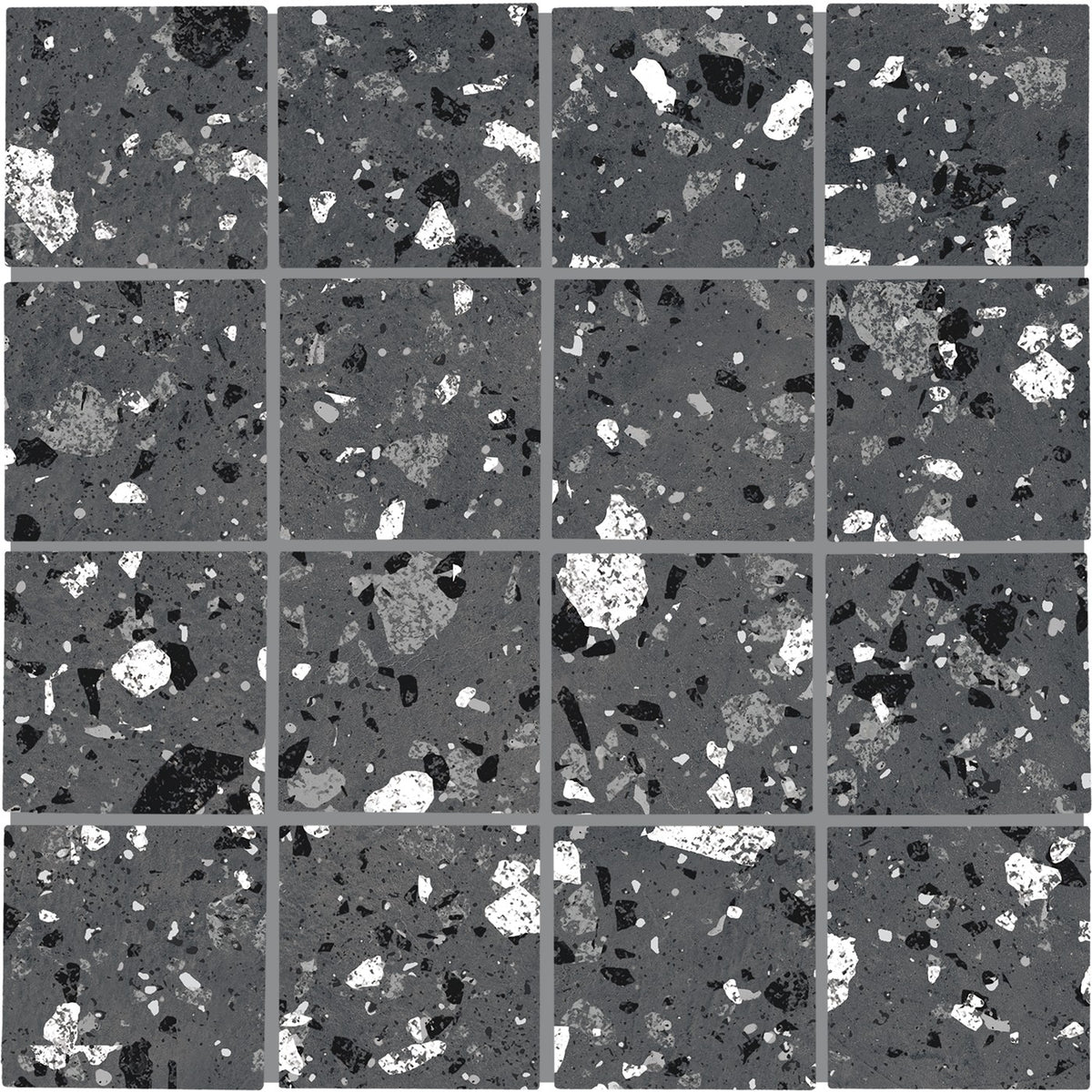 Daltile Poke Raven Flecks matte ceramic mosaic